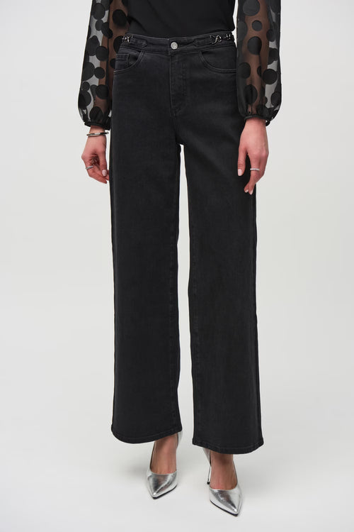Jean noir épuré et structuré Joseph Ribkoff 244947 – Coupe flatteuse et élégance intemporelle pour la femme moderne, du bureau au quotidien chic