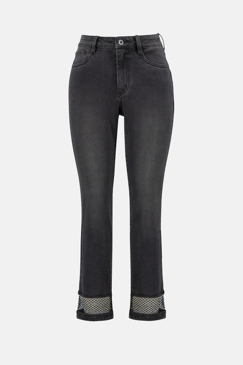 Jean gris charcoal à détail en filet Joseph Ribkoff 233933 – Style moderne et structuré pour la femme contemporaine, du bureau aux sorties décontractées chic