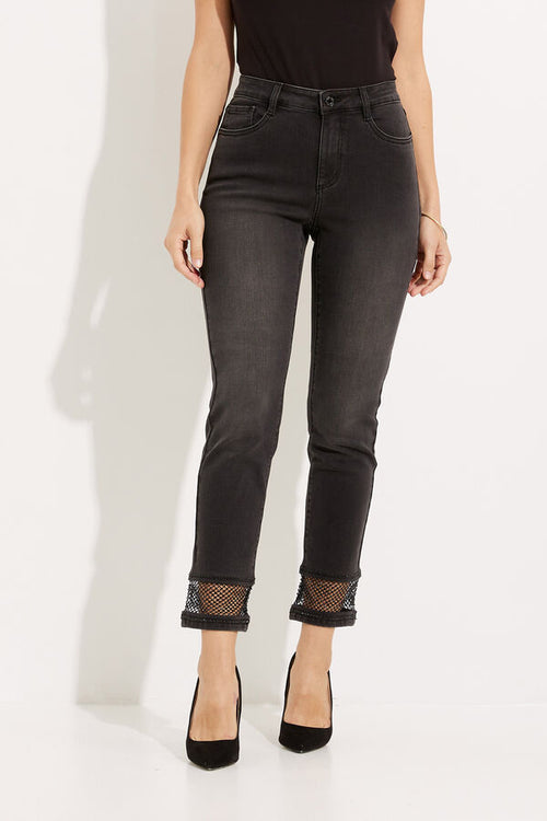 Jean gris charcoal à détail en filet Joseph Ribkoff 233933 – Style moderne et structuré pour la femme contemporaine, du bureau aux sorties décontractées chic