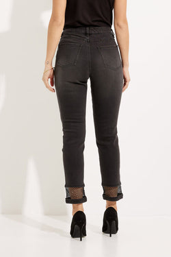 Jean gris charcoal à détail en filet Joseph Ribkoff 233933 – Style moderne et structuré pour la femme contemporaine, du bureau aux sorties décontractées chic