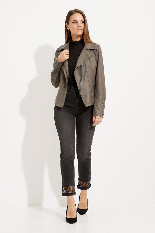 Jean gris charcoal à détail en filet Joseph Ribkoff 233933 – Style moderne et structuré pour la femme contemporaine, du bureau aux sorties décontractées chic