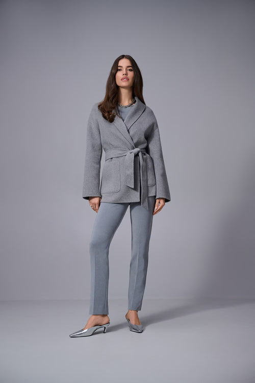 Pantalon droit à taille haute texturé gris Joseph Ribkoff 253295 – Élégance structurée pour la femme moderne, du bureau aux sorties chic