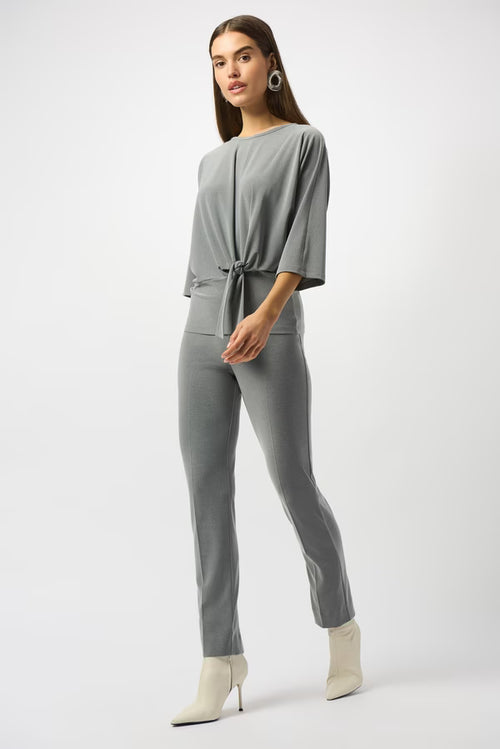 Pantalon droit à taille haute texturé gris Joseph Ribkoff 253295 – Élégance structurée pour la femme moderne, du bureau aux sorties chic