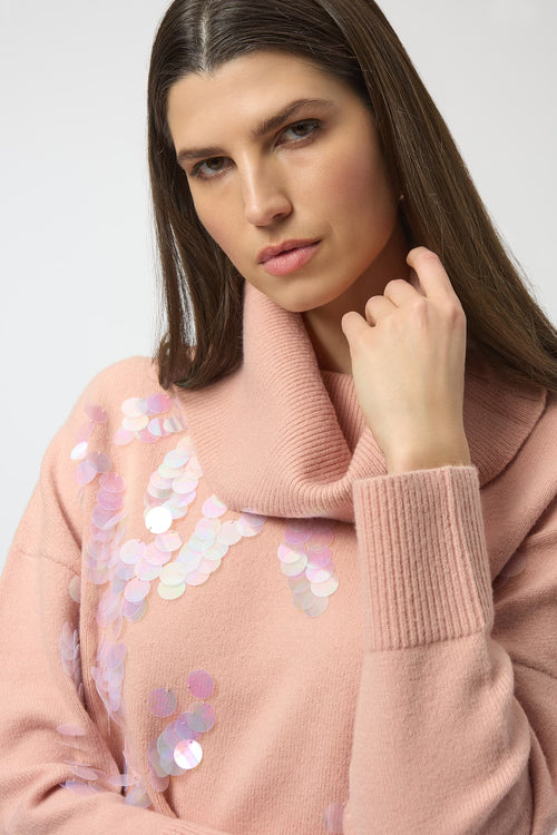 Chandail rose blush à détails décoratifs Joseph Ribkoff 254942 – Douceur féminine et élégance raffinée pour la femme moderne, du quotidien aux sorties chic