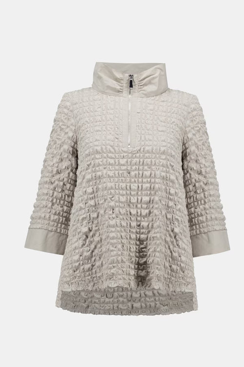 Haut Joseph Ribkoff 253070 texturé pierre de lune fermeture éclair pour femme – Élégant et raffiné, parfait pour bureau et occasions