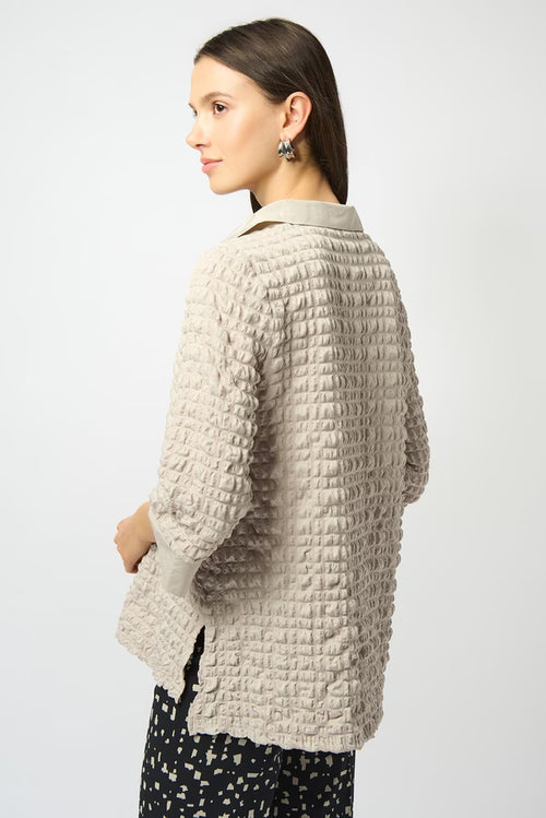 Haut Joseph Ribkoff 253070 texturé pierre de lune fermeture éclair pour femme – Élégant et raffiné, parfait pour bureau et occasions