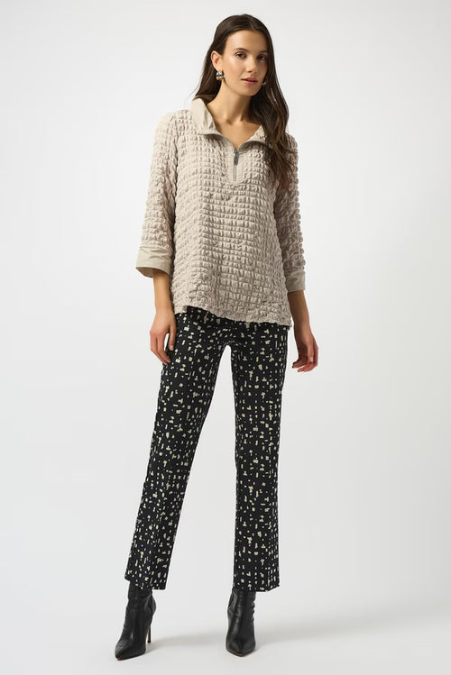 Haut Joseph Ribkoff 253070 texturé pierre de lune fermeture éclair pour femme – Élégant et raffiné, parfait pour bureau et occasions