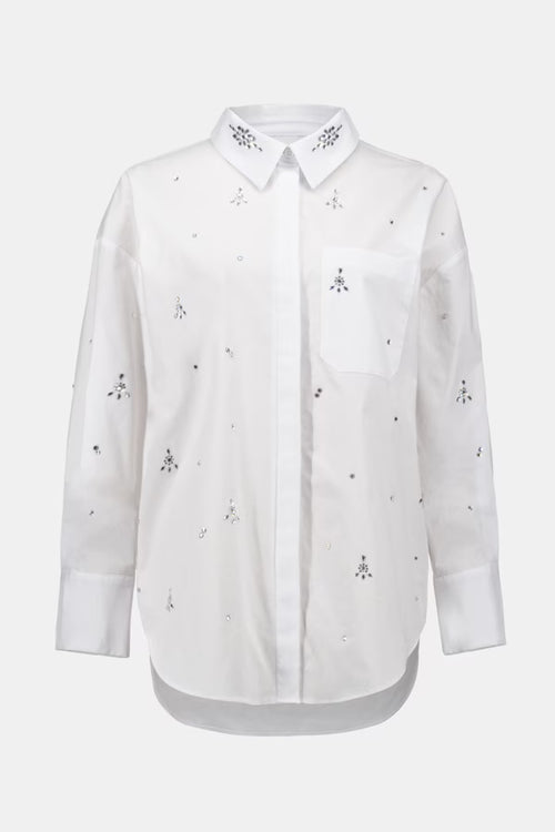Chemisier Joseph Ribkoff 254924 blanc strass texturé pour femme – Élégant et raffiné, parfait pour bureau et occasions