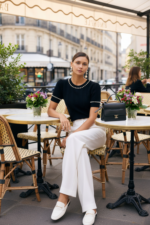Look 2 – Noir, blanc, café