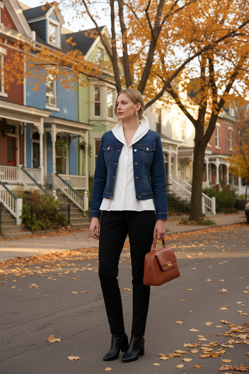 Look 2 – Plateau, manteau jean