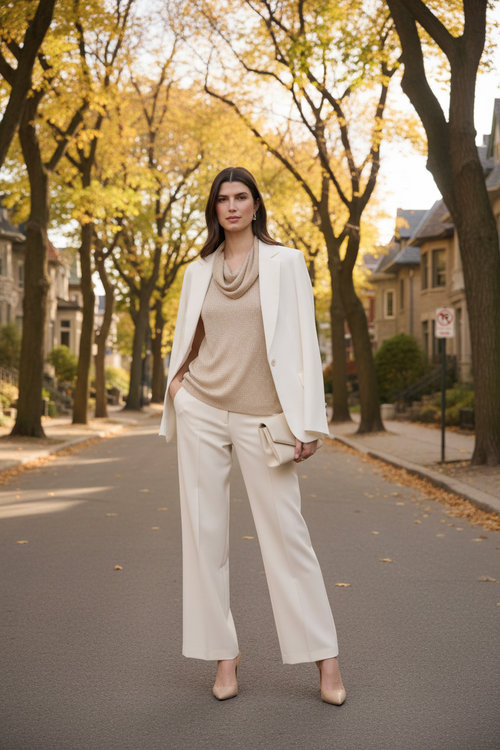 Look 3 – Outremont, veston blanc