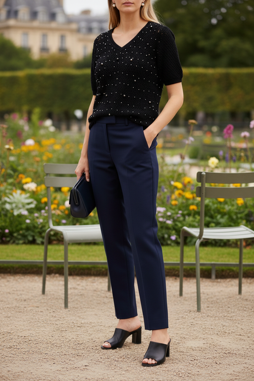 Look 4 – Noir, marine, jardin