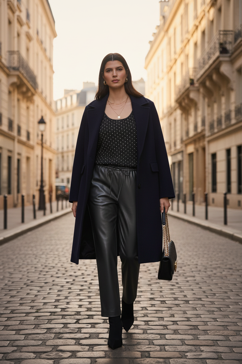 Look 5 – Veste longue marine
