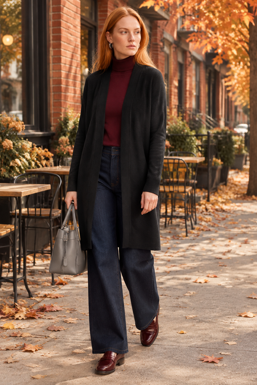 Look bordeaux et denim au Mile End