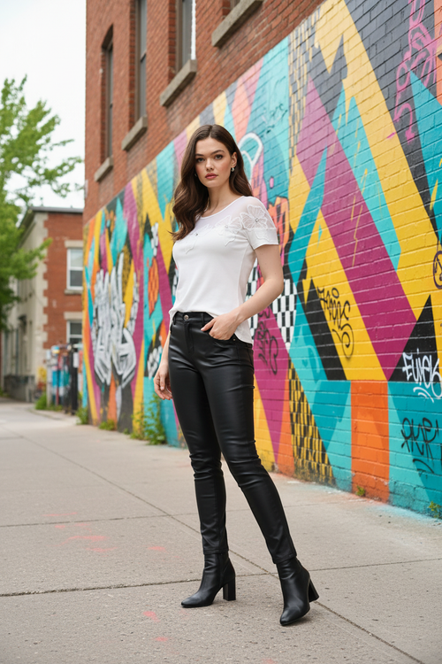 Look edgy pantalon cuir