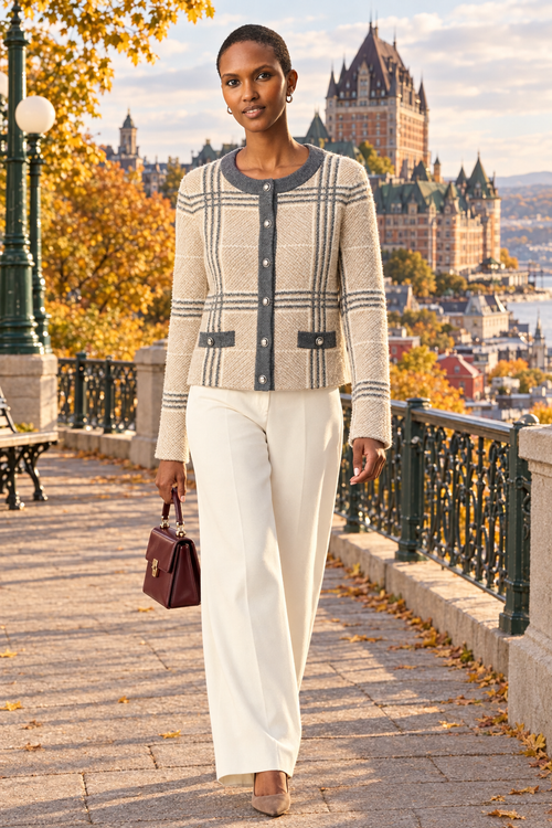 Look ivoire et bordeaux dans le Vieux-Québec