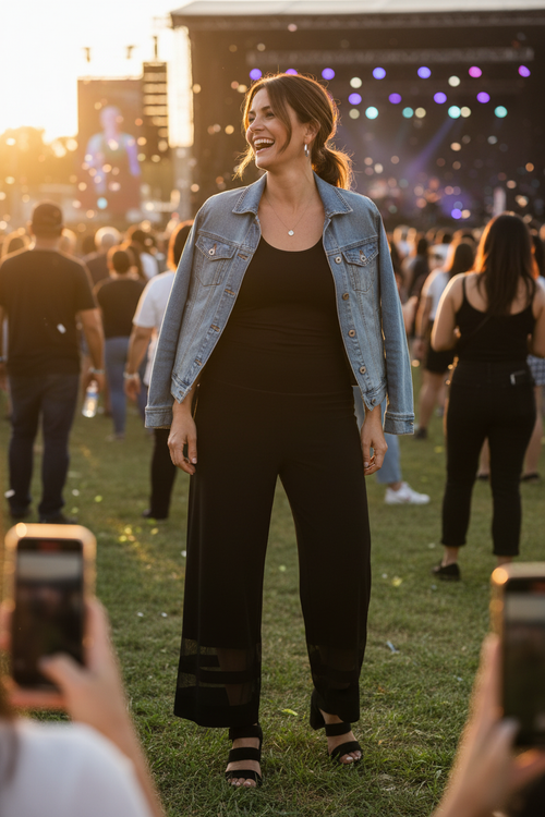 Pantalon mesh avec veste jean bleue