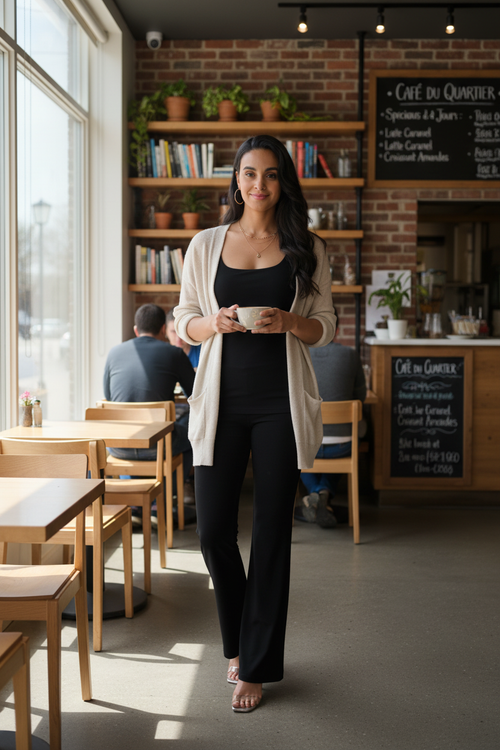 Pantalon noir au café local