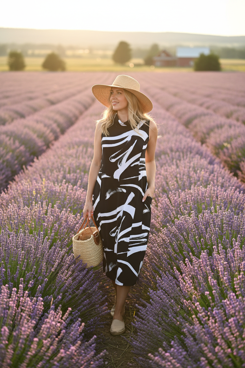 Robe + chapeau - Champ de lavande