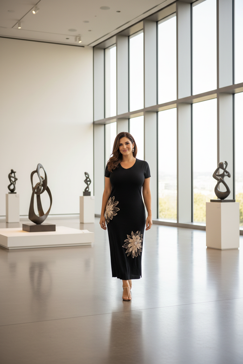 Robe noire Tricotto dans un musée