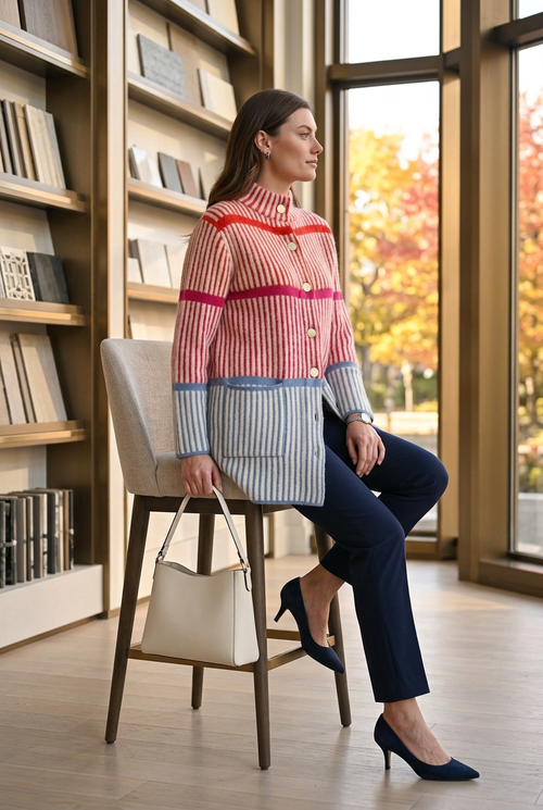 Scorzzo 226044 — Pantalon cigarette marine, consultation au studio
