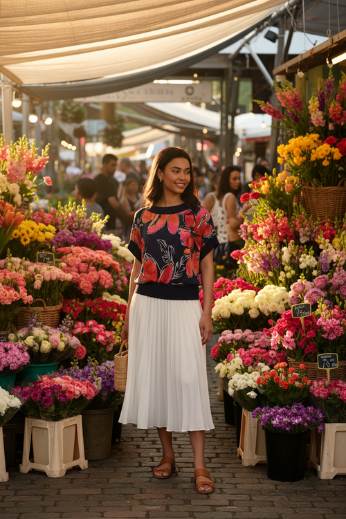 Style jupe blanche au marché