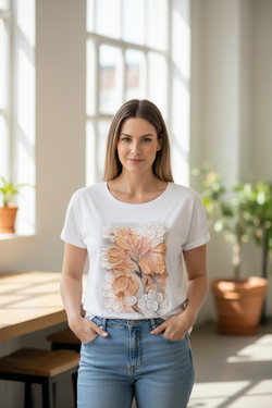 T-shirt blanc avec motif floral lifestyle