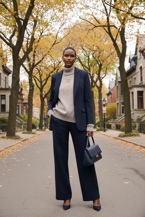 Taupe Look 3 – Outremont, veston marine