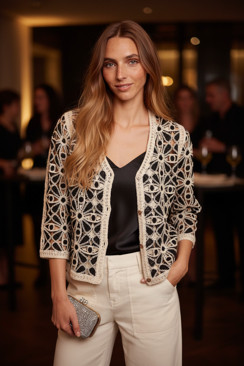 Veste crochet avec haut élégant - Soirée
